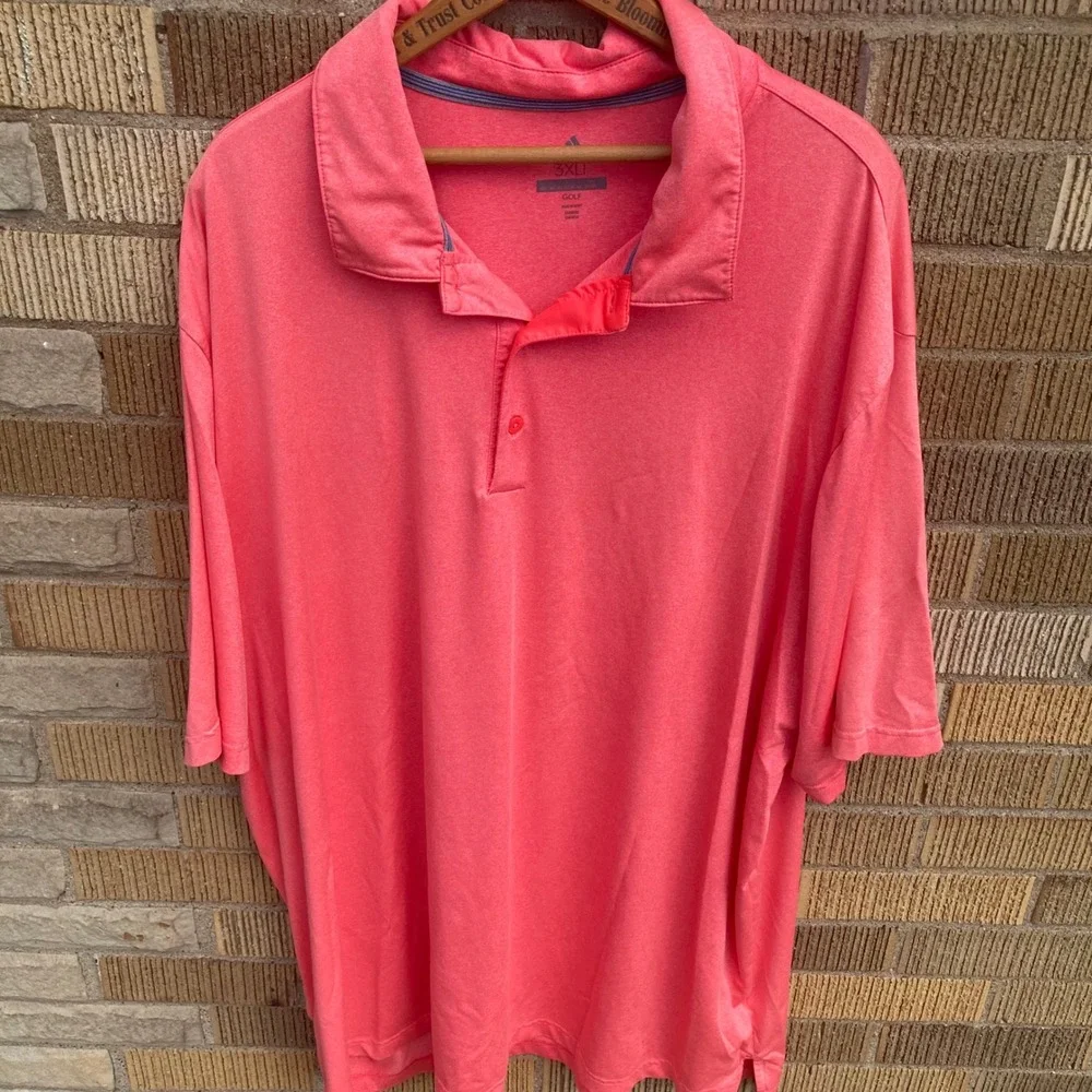 Adidas Ultimate365 Golf Polo Shirt Mens 3XLT Coral Pink Heathered Performance